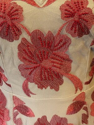 Venus Nude Mesh Pink Floral Embroidered Beaded Mesh Maxi Dress NWT Size 4 |  eBay