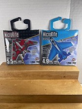 NEW 2x Kites 4.9 Inch Microkite Blue  Red Fighterjets Mini Mylar Kites Toys