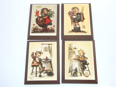 Lot 4 Vintage ARS AG Zug Switzerland Hummel Children Art Wall Plaques w labels