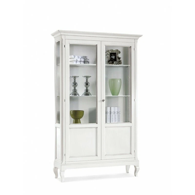 VITRINE GLASVITRINE 2 TÜREN MATTWEISS KLASSISCH ARME-LEUTE-KUNST 126X44X207H - Bild 1 von 3