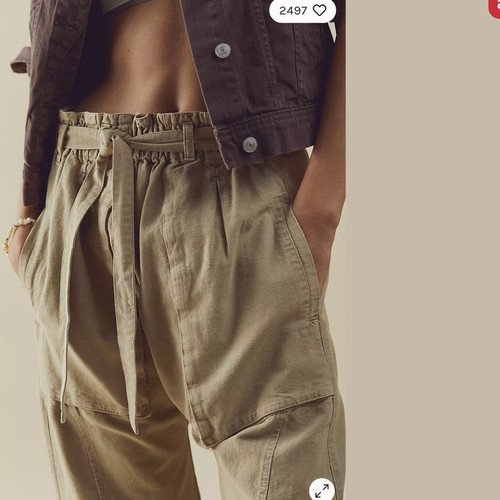 Pantalones de pierna recta Free People Sky Rider de gran tamaño bolsillo de eucalipto XLarge - Imagen 4 de 5