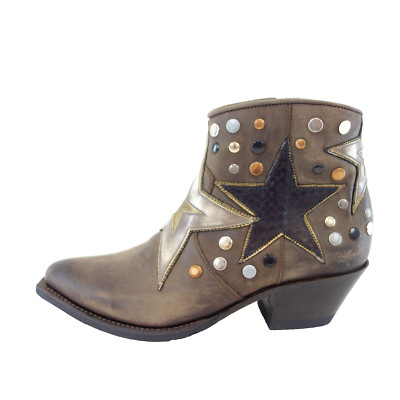 Sendra Ankle Boots Ladies Cowboy Boots Shoes Leather Brown Pointed Size 38
