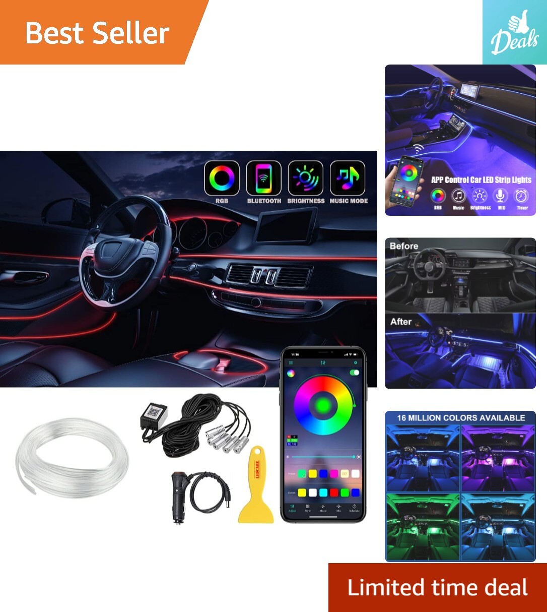 LED Strip Lights - Multicolor Ambient Lighting - APP Control - 16 Million Colors-image