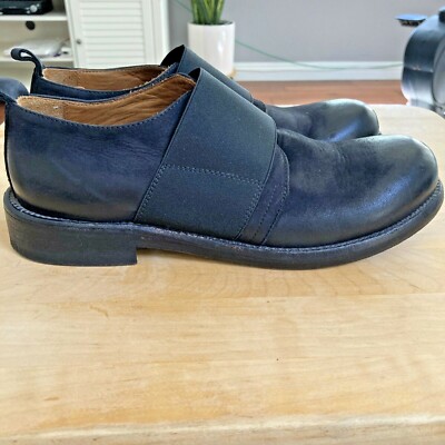 Barneys New York Black Leather Dress Shoes with Elastic Band  display picture 1