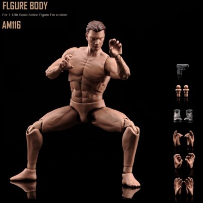 1/12 Male Super Flexible Muscular Joint Body+Head 6'' Action Figure Model Doll