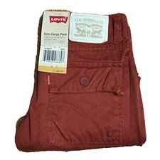 Levis Pants Kids 8 Regular 24X22 Burnt Henna Red 511 Slim Cargo Boys NWT