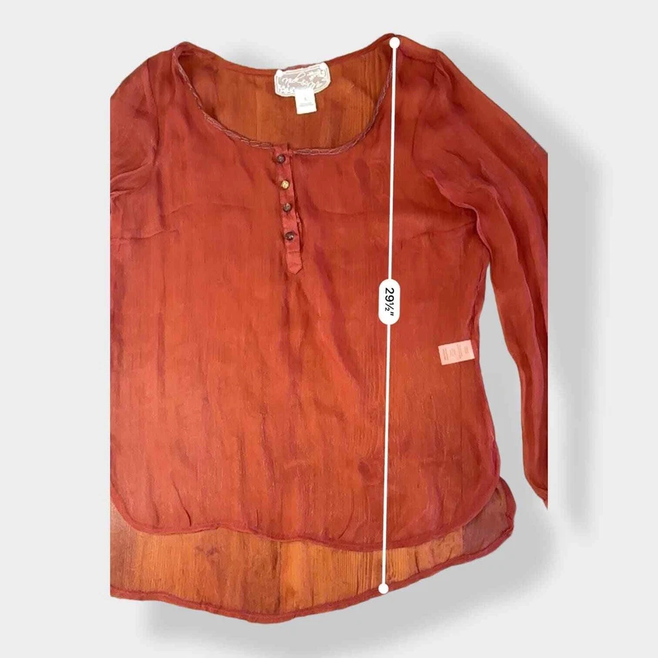 Top Nick and Mo 100% Seda Rojo Manga 3/4 Talla L Foto 3 de 4