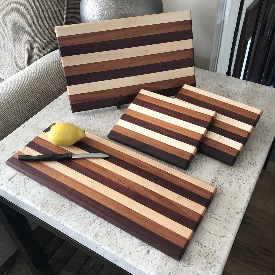 Wood Cutting Board Set Of 4 Solid Wood Handmade Charcuterie Block Made In USA - Image 4 of 4