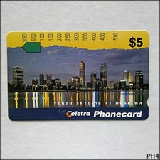 Telstra Cityscapes Perth Skyline At Dusk WA N955742 1045 $5 Phonecard (PH4)
