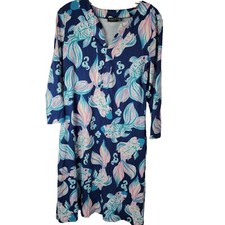 Tango Mango Collection Women's Tropical Koi Fish Dress Navy Blue M