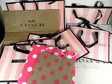 Gift Bags Lot of 14 Pink VS Coach Altar'd State Assortment of Sizes and Brands