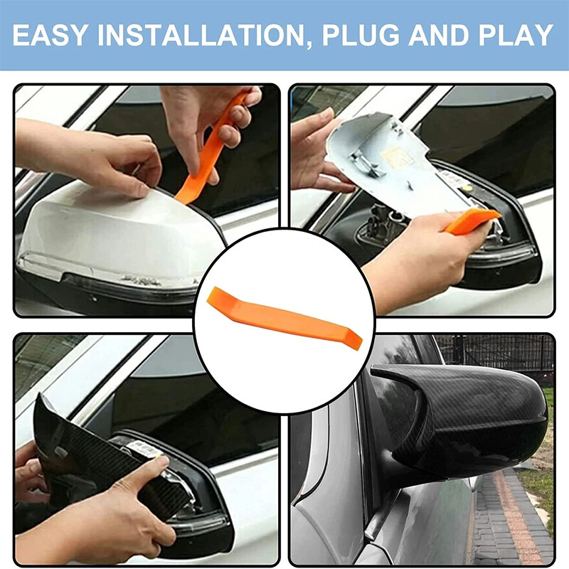 Tapa de repuesto de tapa de espejo retrovisor lateral negro carbono para BMW E90 328i 335i LCI 2008-12 Foto 3 de 4