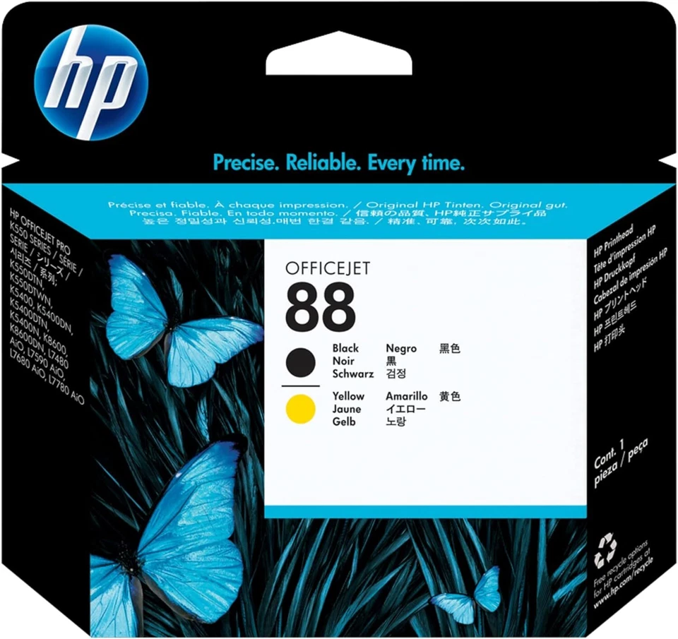 TONER & INKJET CARTRIDGES HP 88 Tête d'impression Noir/Jaune authentique C9381A (TVA incluse)