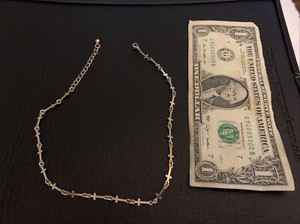Authentic Dangle Cross Crucifix Choker Necklace. Gold Plated ? Estate Find 14 3/4 Inches