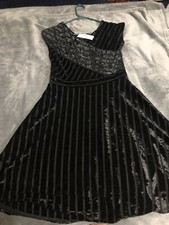 New Direction Wommens Black Double  V  Neck Fully Lined Dress