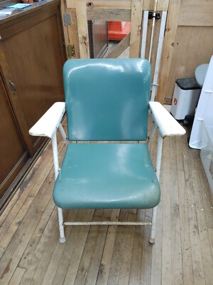 Vintage MCM Green Metal Folding Chair - Russel Wright Samson
