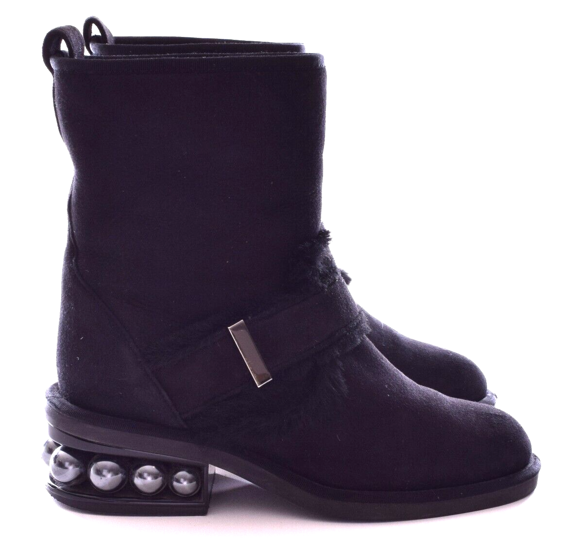 NICHOLAS KIRKWOOD Black Suede Casati Pearl Shearling Lined Ankle