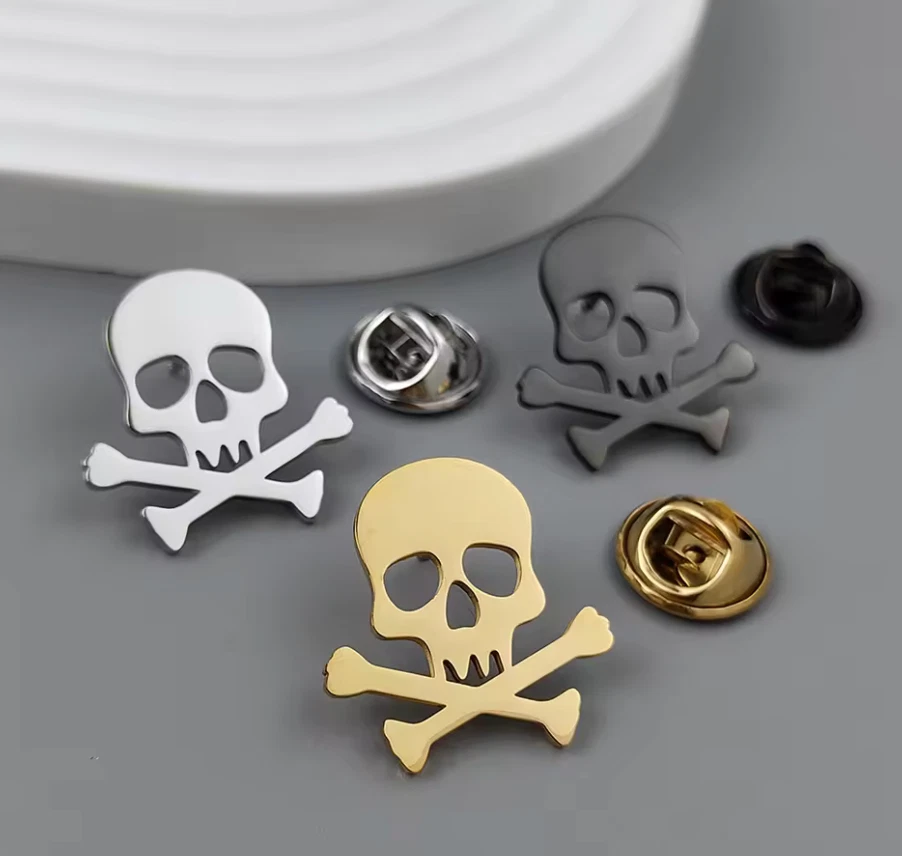 Череп и кости, крест кости значок, брошь, кнопка, лацкан булавка, пираты #12 - Изображение 2 из 4