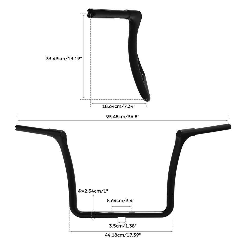 Manillar de 13" Rise Ape Hanger 1 1/4" apto para Harley Touring Street Glide 2014-24 Foto 2 de 4
