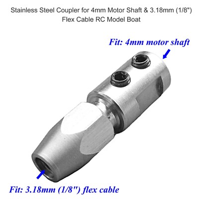 1PCS Collet Coupler for 4mm Motor Shaft & 3.18mm (1/8'') Flex Cable RC Model Boat