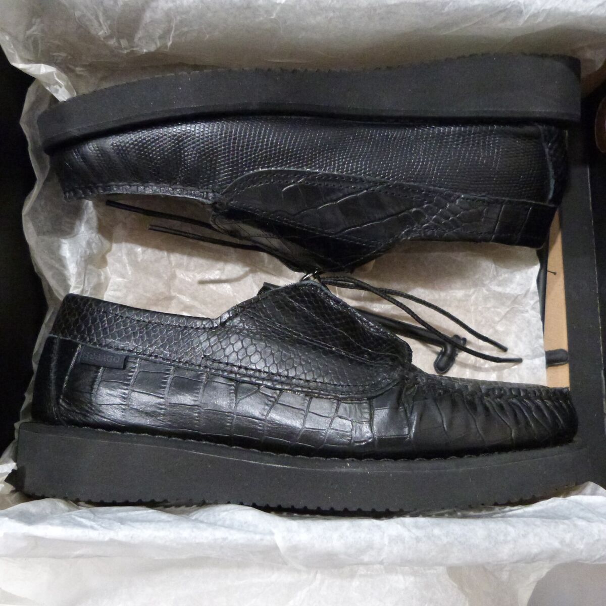 Engineered Garments × Sebago Exotic Black Cover Deck US Men's Size 8