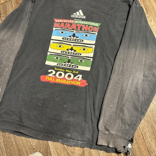 T-shirt manica lunga Adidas Montreal Canada Marathon 2004 vintage grande invecchiata - Foto 6 di 12