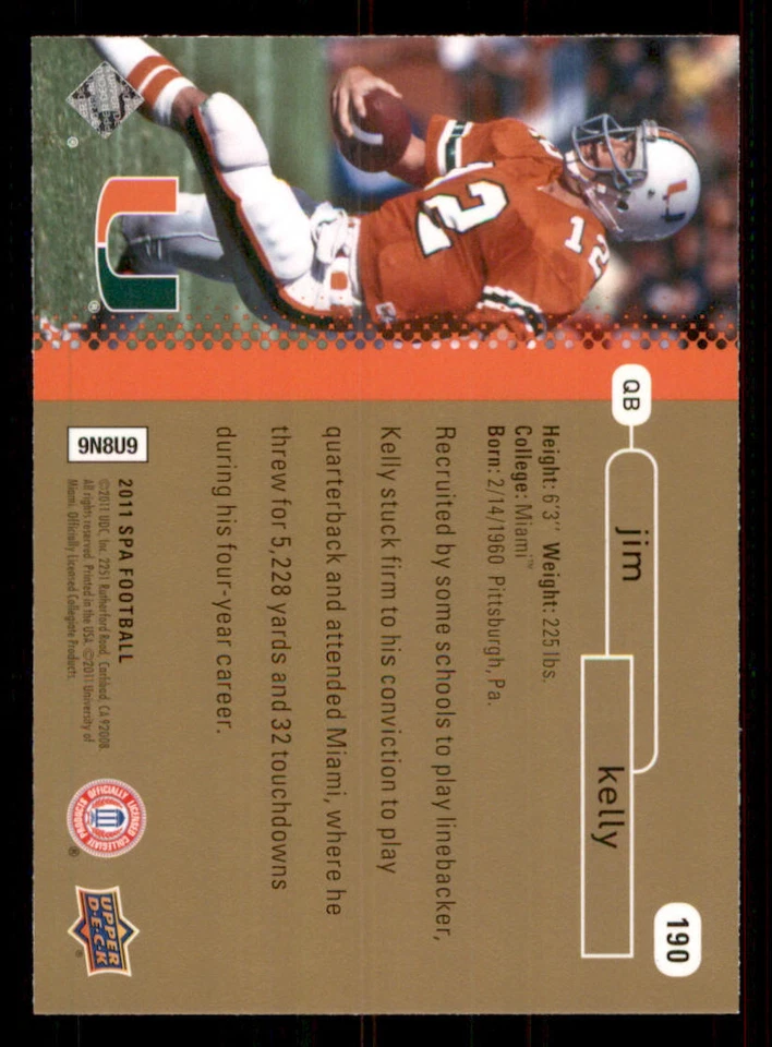 2011 SP Authentic #190 Jim Kelly FW - Image 2 of 2