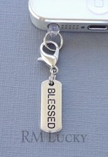 BLESSED Tag Cell Phone Charm Anti Dust Proof Plug Ear Cap Jack C96