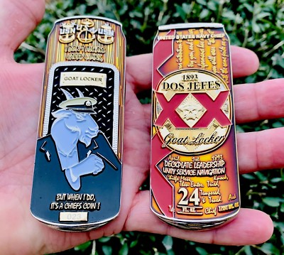 Dos Equis Jefes Amber Beer Can Navy CPO Chief Mess Bar Challenge Coin Seals NYPD