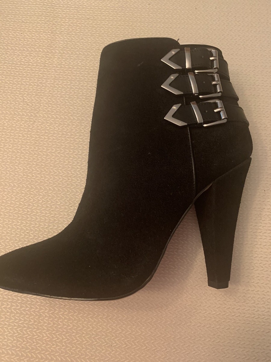 Dolce Vita Black Suede Leather Boots SZ New Bootie W/ Silver