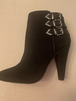 Dolce Vita Black Suede Leather Boots SZ New Bootie W/ Silver