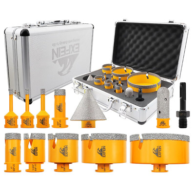 12Pcs Diamond Hole Saw Kit for Tile, Ceramic, Marble with SDS Adapter
