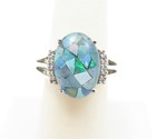 & White Spinel Ring Size 7 New ListingSterling Silver Oval Mosaic Opal