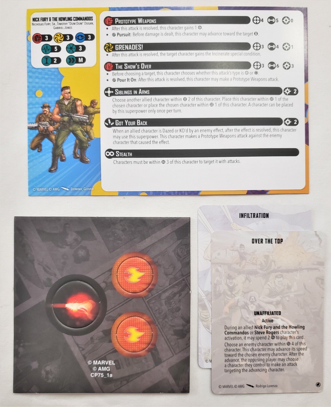 Marvel Crisis Protocol Ник Фьюри старший Воющие Коммандос ТОЛЬКО карты жетоны НИКАКИХмини 3990₽