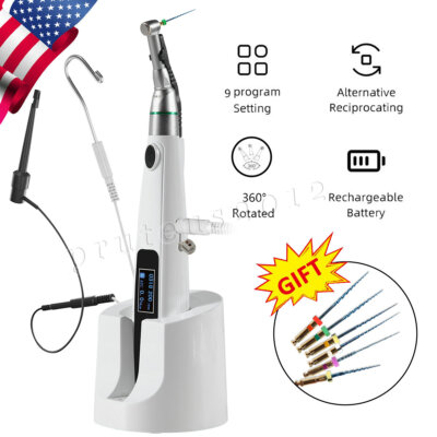 LED Dental Endo Motor Apex Locator 16:1 Contra Angle Handpiece &6* Rotary File
