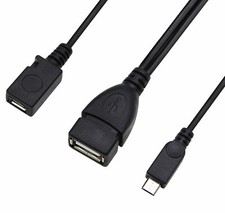 USB Type A Female to Micro USB Male Host OTG with Micro USB Female Y Cable New