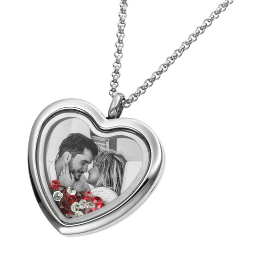 Collana ciondolo medaglione cuore cristalli inciso foto e messaggio personalizzato - Foto 31 di 31