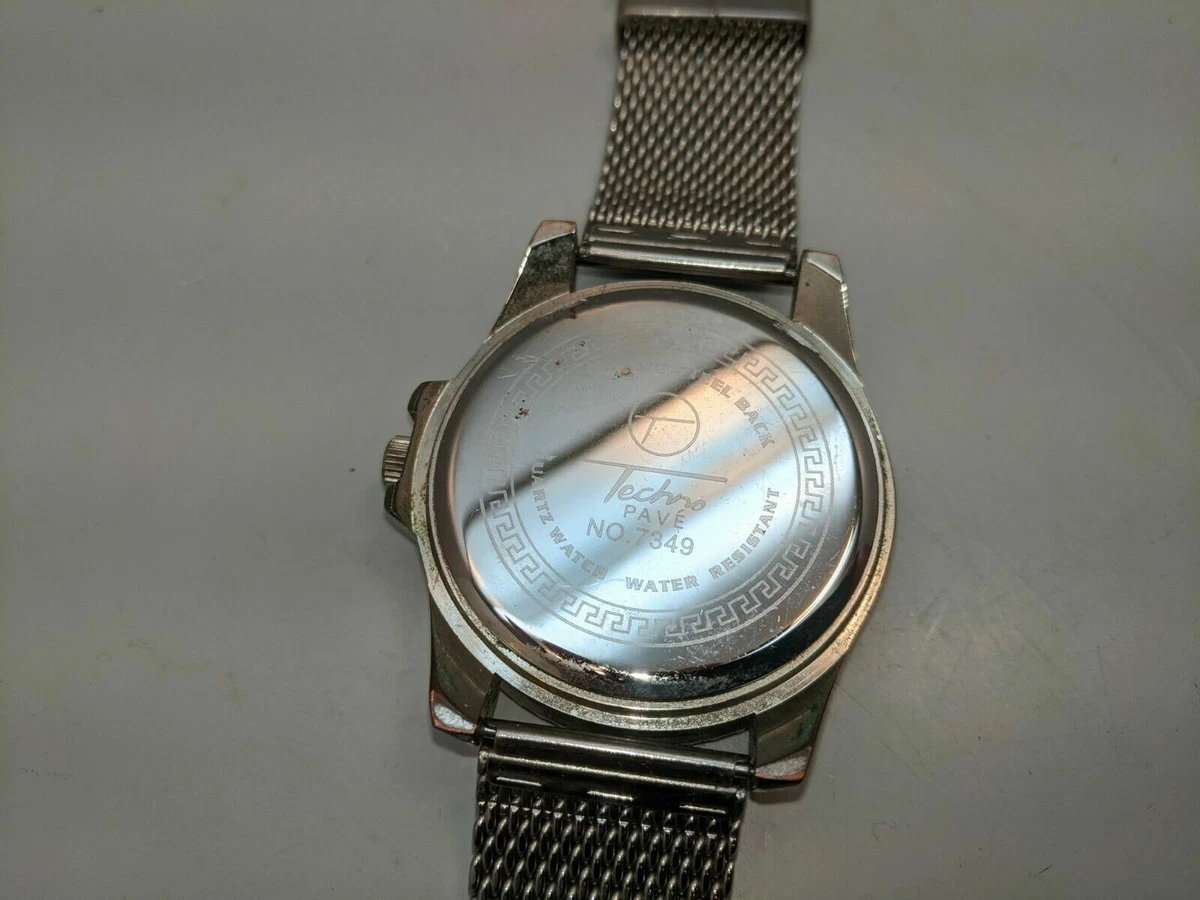 Techno Pave Quartz Stainless Watch 7349 Water Res