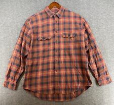 Izod Plaid Flannel Red Multicolor Long Sleeve Pocket Button Up Shirt Men's Large