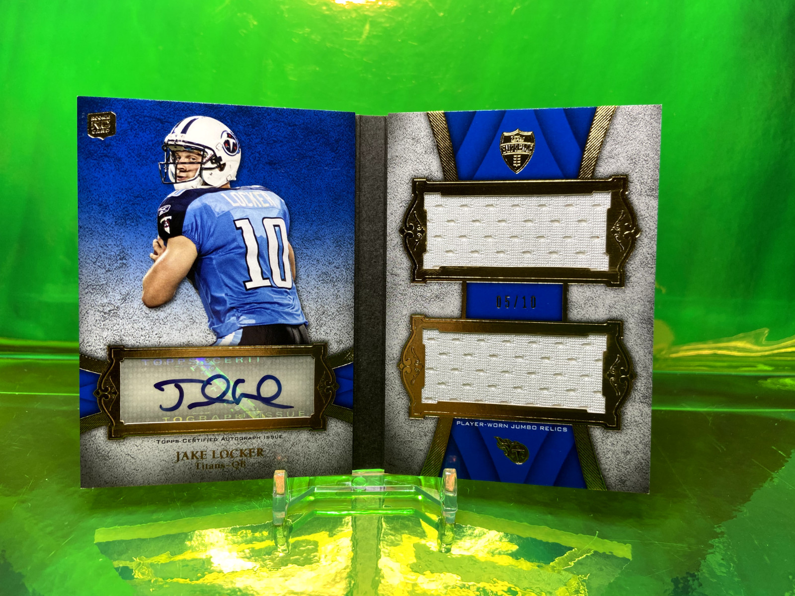 Jake Locker Topps Rising Rookies NFL Shield #JL Autograph Patch