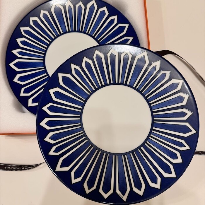 HERMES Bleus d'Ailleurs Dinner Plate Blue Dish Tableware 2 set
