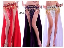 **USA STORE** !  Sexy Belly Dance Satin Skirt Gypsy Costume 