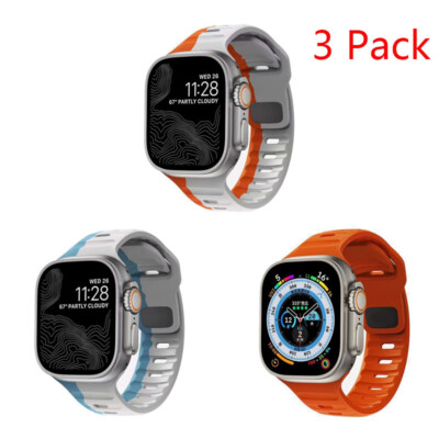 3 Pack Silicone Sport Strap Band For Apple Watch Series Ultra 2 9 8 7 SE 6 49mm