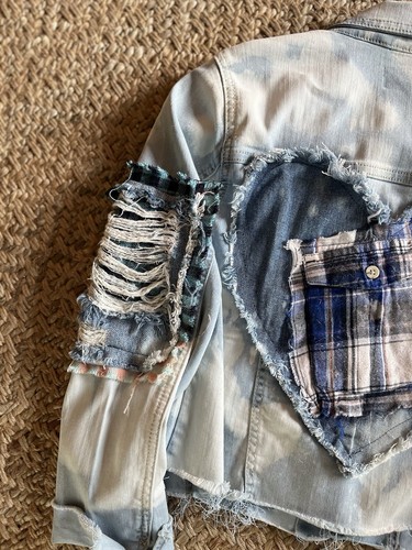 Upcycled Denim Jacket - Girls Sz XL-14 - Picture 5 of 8