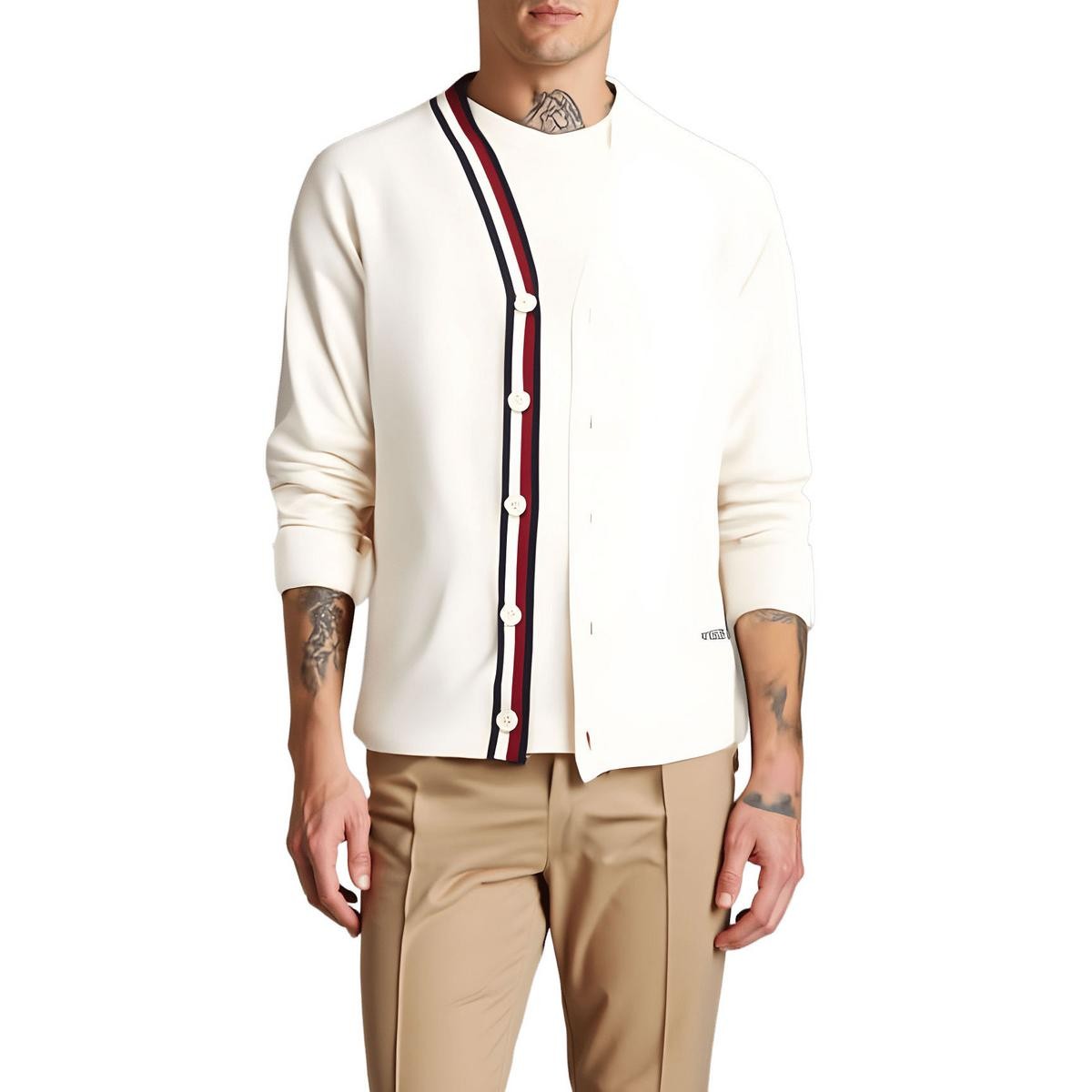 Мужской свитер-кардиган оверсайз из хлопка цвета слоновой кости Tommy Hilfiger S BHFO 0923 11790₽