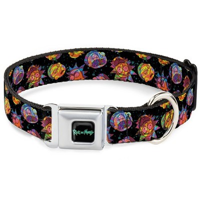 Dog Collar RMYA-RICK AND MORTY Text Logo Full Color Black/Blue Rick  (US IMPORT)