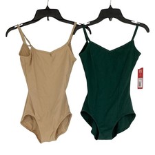Set of 2 Capezio Women's Small Nude Green Princess Camisole Leotard Dance M16-14