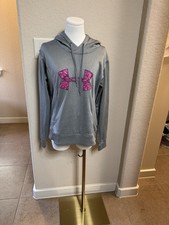 UNDER ARMOUR Women's Coldgear Storm Hoodie Gray / Pink semi fitted Pullover M