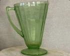 Vintage Uranium Jeannette Green Depression Glass Pitcher Cherry Blossom Press