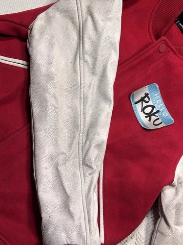 Roku Studio Stoned And Successful Varsity Jacket Red White Mouth Tongue Men’s S image 10